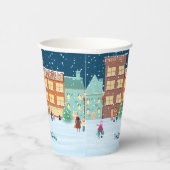 Kerstmis in de Town Holiday Paper Cups Papieren Bekers (Rechts)