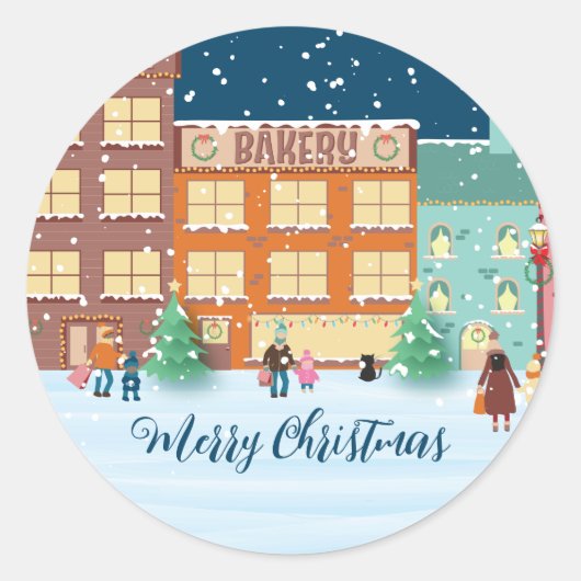 Kerstmis in de Town Holiday Stickers (Voorkant)
