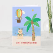 Kerstmis in de Tropics Palm Tree & Sand Snowman Kaart (Voorkant)