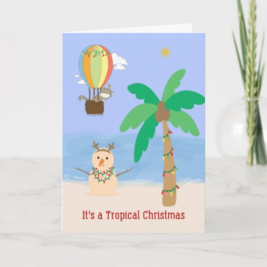 Kerstmis in de Tropics Palm Tree & Sand Snowman Kaart (Voorkant)