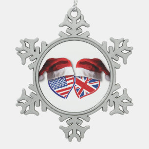 Kerstmis in de Verenigde Staten en de Britse vlag Tin Sneeuwvlok Ornament