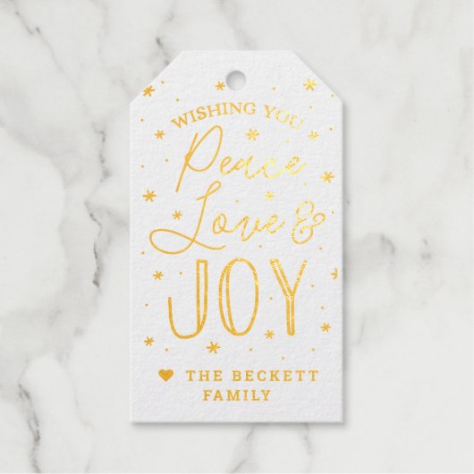 Kerstmis in de Vrede, Liefde en Joy Typografie Cadeaulabels (Voorkant)