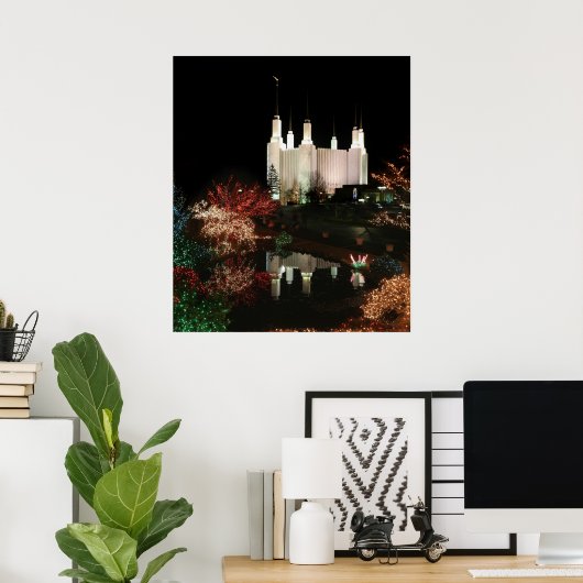 Kerstmis in de Washington DC Temple Poster (Thuiskantoor)