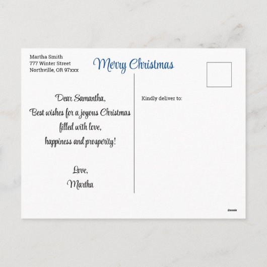 Kerstmis in de winter feestdagenkaart (Achterkant)