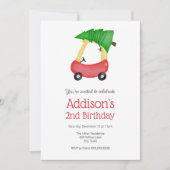 Kerstmis in de winter Kleine rode auto met boom Ve Kaart (Voorkant)