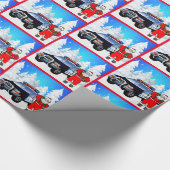 Kerstmis in de winter op politieauto's cadeaupapier (Hoek)