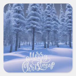 Kerstmis in de winter vierkante sticker