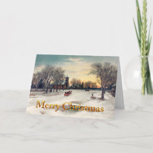Kerstmis in de winter Vintage Prettig Kerstfeest Feestdagen Kaart