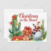 Kerstmis in de woestijn met Cactus Kerstman Feestdagenkaart (Voorkant / Achterkant)
