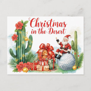 Kerstmis in de woestijn met Cactus Kerstman Feestdagenkaart