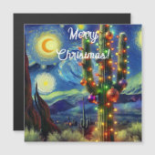 Kerstmis in de woestijn Saguaro Cactus Magnet (Voorkant / Achterkant)