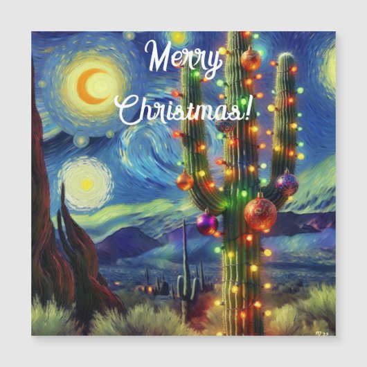 Kerstmis in de woestijn Saguaro Cactus Magnet (Voorkant)