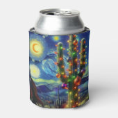 Kerstmis in de woestijn Zuidwest Saguaro Cactus Blikjeskoeler (Blikje Voorkant)