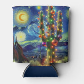 Kerstmis in de woestijn Zuidwest Saguaro Cactus Blikjeskoeler (Voorkant)