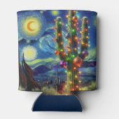 Kerstmis in de woestijn Zuidwest Saguaro Cactus Blikjeskoeler (Achterkant)