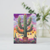 Kerstmis in de woestijn Zuidwest Saguaro Cactus Briefkaart (Staand voorkant)