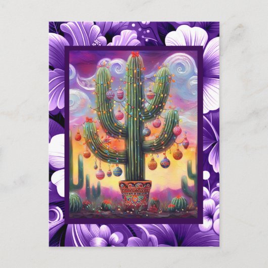 Kerstmis in de woestijn Zuidwest Saguaro Cactus Briefkaart (Voorkant)
