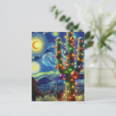 Kerstmis in de woestijn Zuidwest Saguaro Cactus Briefkaart (Staand voorkant)