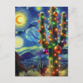 Kerstmis in de woestijn Zuidwest Saguaro Cactus Briefkaart (Voorkant)