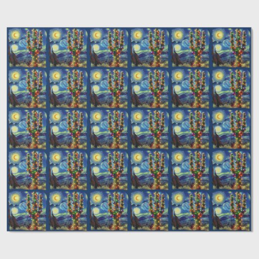 Kerstmis in de woestijn Zuidwest Saguaro Cactus Cadeaupapier (Vlak)