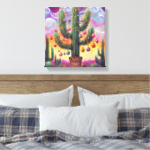 Kerstmis in de woestijn Zuidwest Saguaro Cactus Canvas Afdruk (Insitu (Slaapkamer))