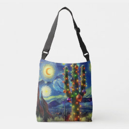 Kerstmis in de woestijn Zuidwest Saguaro Cactus Crossbody Tas