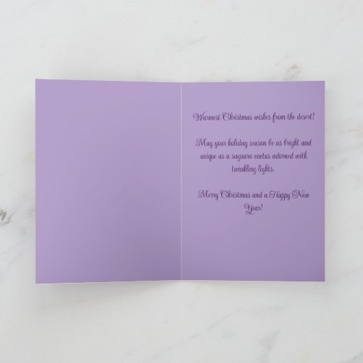 Kerstmis in de woestijn Zuidwest Saguaro Cactus Feestdagen Kaart (Binnen)