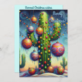 Kerstmis in de woestijn Zuidwest Saguaro Cactus Feestdagenkaart (Voorkant / Achterkant)