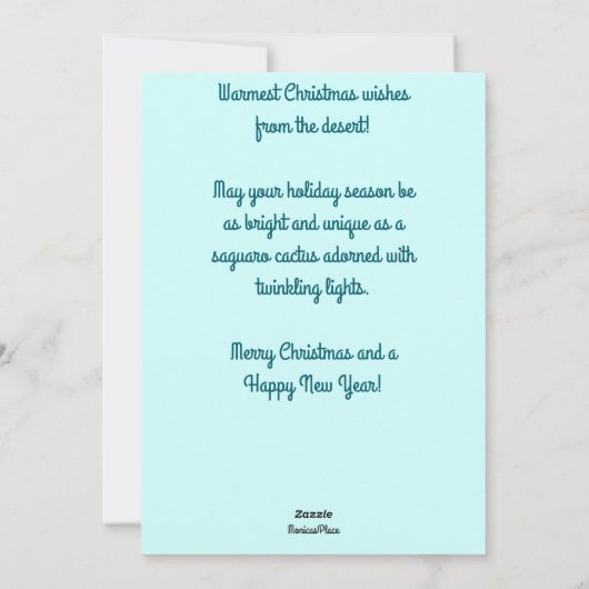 Kerstmis in de woestijn Zuidwest Saguaro Cactus Feestdagenkaart (Achterkant)