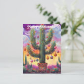 Kerstmis in de woestijn Zuidwest Saguaro Cactus Feestdagenkaart (Staand voorkant)