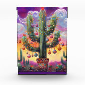 Kerstmis in de woestijn Zuidwest Saguaro Cactus Fotoblokken (Voorkant)