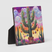 Kerstmis in de woestijn Zuidwest Saguaro Cactus Fotoplaat (Voorkant)