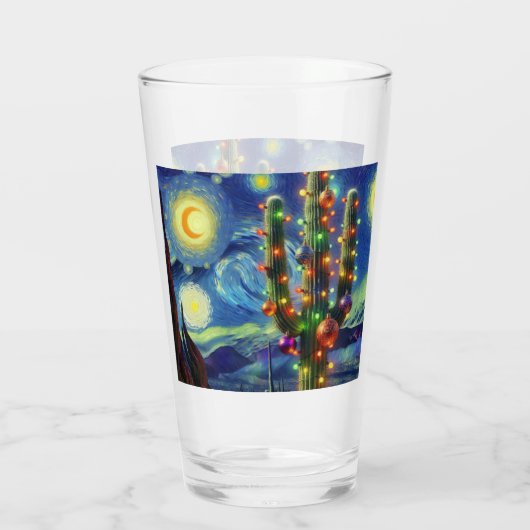 Kerstmis in de woestijn Zuidwest Saguaro Cactus Glas (Achterkant)