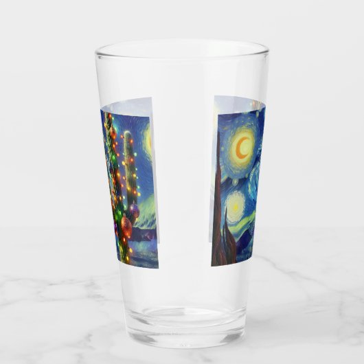 Kerstmis in de woestijn Zuidwest Saguaro Cactus Glas (Rechts)
