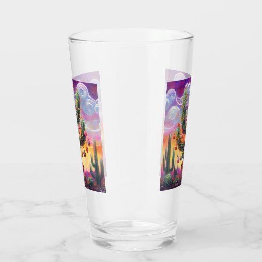 Kerstmis in de woestijn Zuidwest Saguaro Cactus Glas (Rechts)