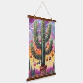 Kerstmis in de woestijn Zuidwest Saguaro Cactus Hangend Wandkleed (Gebogen)