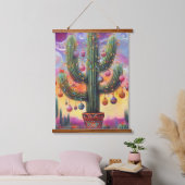 Kerstmis in de woestijn Zuidwest Saguaro Cactus Hangend Wandkleed (Slaapkamer)