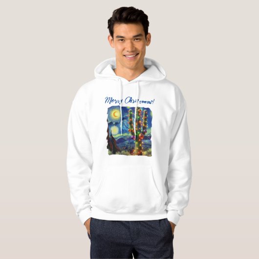 Kerstmis in de woestijn Zuidwest Saguaro Cactus Hoodie (Voorkant volledig)