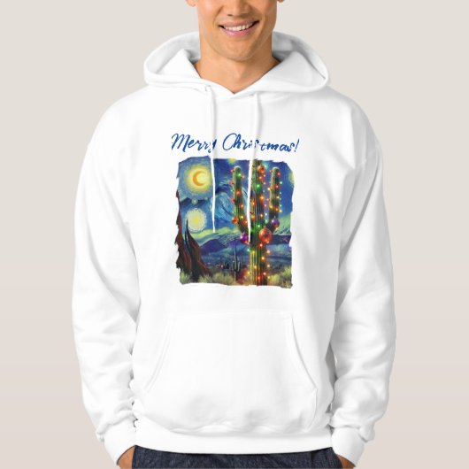 Kerstmis in de woestijn Zuidwest Saguaro Cactus Hoodie (Voorkant)