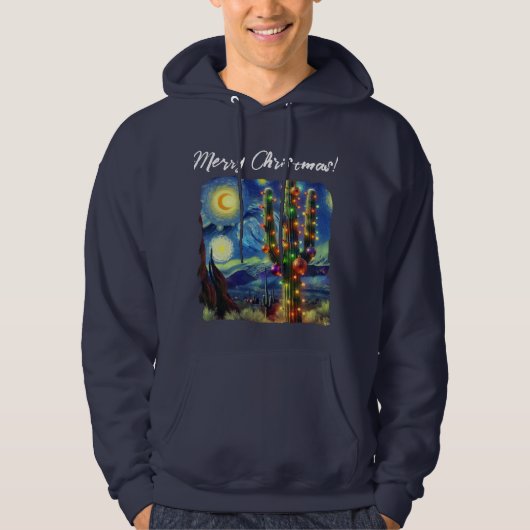 Kerstmis in de woestijn Zuidwest Saguaro Cactus Hoodie (Voorkant)