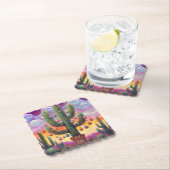 Kerstmis in de woestijn Zuidwest Saguaro Cactus Kartonnen Onderzetters (Insitu)