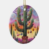 Kerstmis in de woestijn Zuidwest Saguaro Cactus Keramisch Ornament (Rechts)