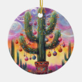 Kerstmis in de woestijn Zuidwest Saguaro Cactus Keramisch Ornament (Voorkant)