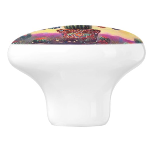 Kerstmis in de woestijn Zuidwest Saguaro Cactus Keramische Knop (Zijkant)