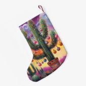 Kerstmis in de woestijn Zuidwest Saguaro Cactus Kleine Kerstsok (Achterkant (Hangend))