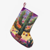 Kerstmis in de woestijn Zuidwest Saguaro Cactus Kleine Kerstsok (Voorkant (Hangend))
