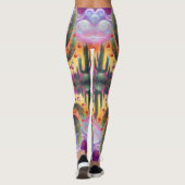 Kerstmis in de woestijn Zuidwest Saguaro Cactus Leggings (Achterkant)