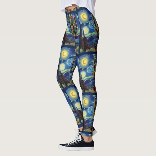 Kerstmis in de woestijn Zuidwest Saguaro Cactus Leggings (Links)