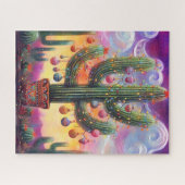 Kerstmis in de woestijn Zuidwest Saguaro Cactus Legpuzzel (Horizontaal)
