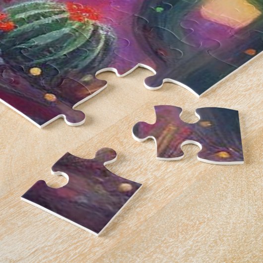 Kerstmis in de woestijn Zuidwest Saguaro Cactus Legpuzzel (Zijkant)